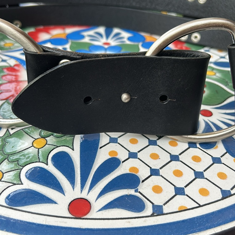 The Limited Black Black Double Ring Leather Belt Wide size S
